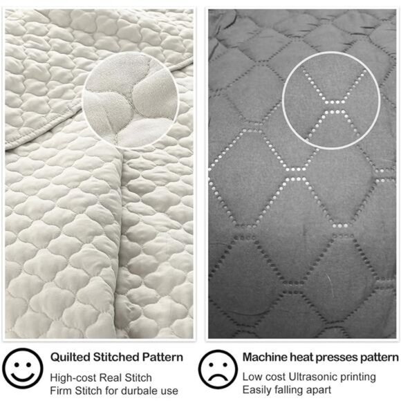Quilt Set Queen Size Beige Bedspread, Modern Style Quilted Clouds Pattern Soft - Picture 5 of 8